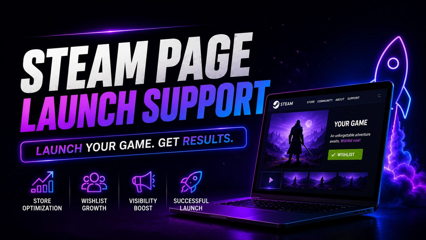 Steam launch and store support example
